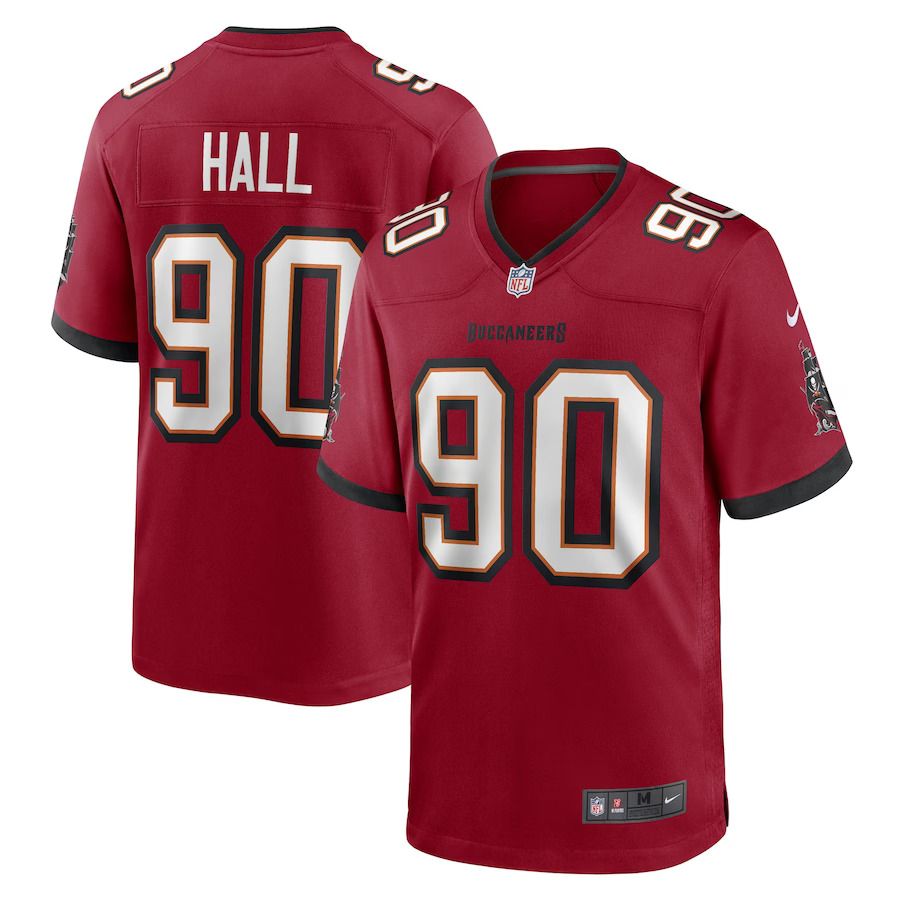 Men Tampa Bay Buccaneers #90 Logan Hall Nike Red Game Player NFL Jersey->tampa bay buccaneers->NFL Jersey